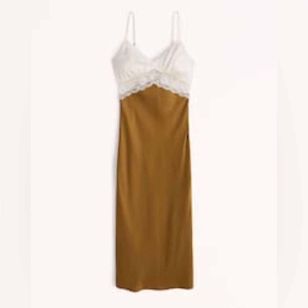 Abercrombie Lace and Satin Slip Midi Dress